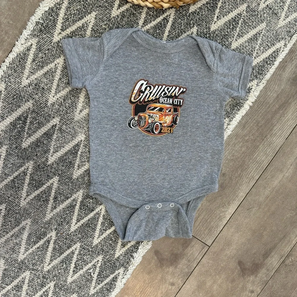 Rabbit Skins Baby Boy Hot Rod Ocean City Graphic Bodysuit T-Shirt 2021 Like New